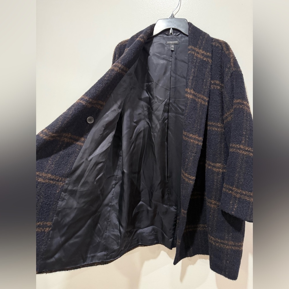 Eileen Fisher Wool Luxe Alpaca Plaid Oversized Coat - Picture 6 of 12